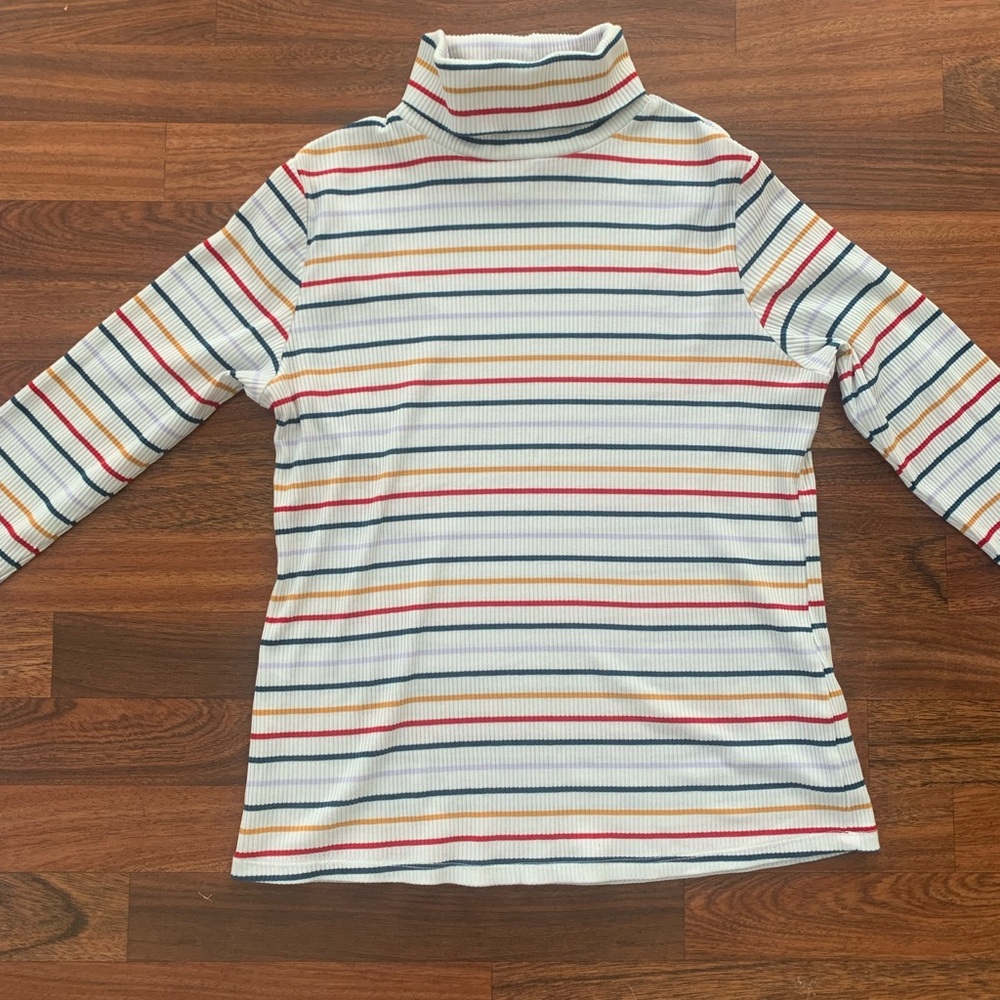 Old Navy Striped Colorful Ribbed Turtleneck Women’s Large